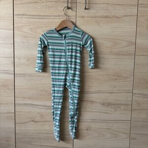 Kickee Pants Blue and White Striped Footie